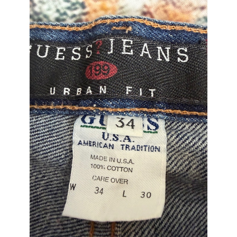 Vintage Guess Jeans Urban Fit Dark Wash Wide Leg Denim Made in USA Mens 34x30 - Picture 5 of 8
